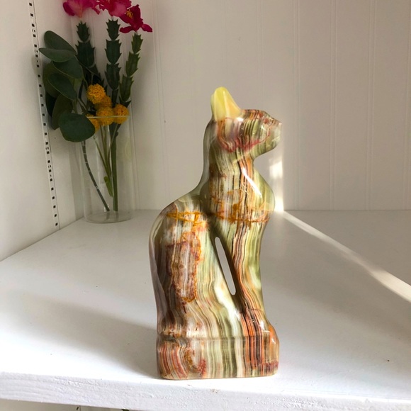 Vintage > Egyptian Carved Onyx Bastet Cat Statue